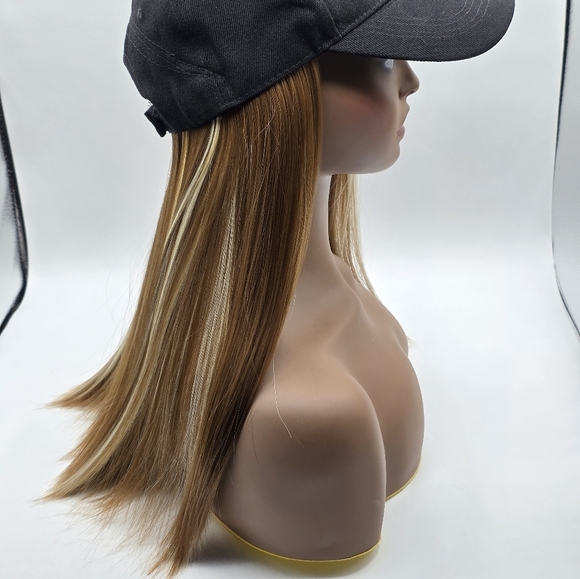 Light Golden Brown & Blonde Highlights Straight Synthetic Hat Wig - Picture 6 of 8